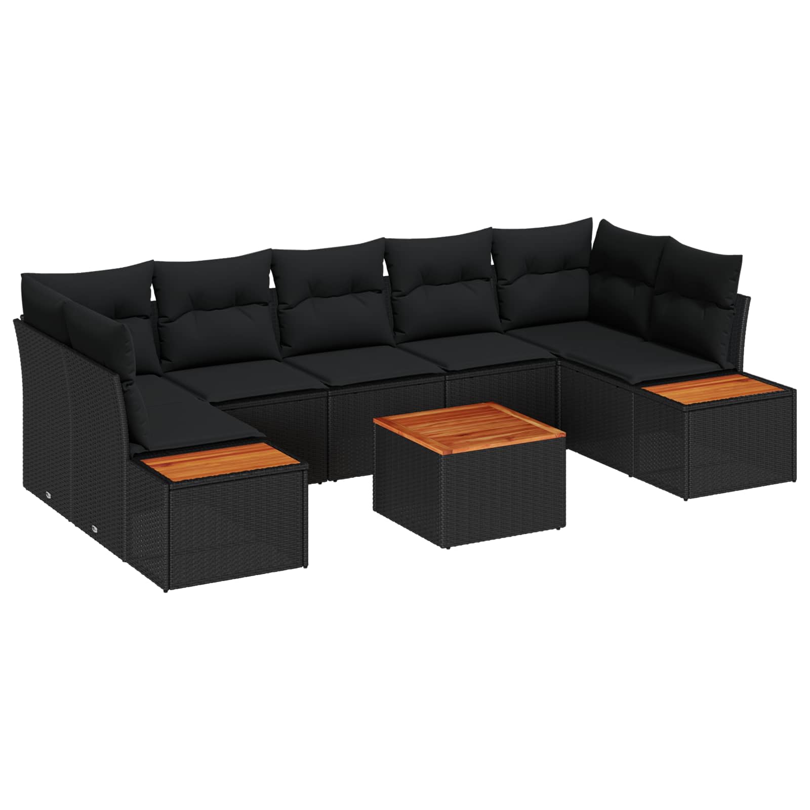 Ensemble de canapé de jardin avec coussin 8 pcs Noir Poly rotin