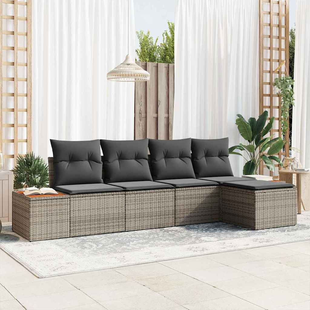 Ensemble de canapé de jardin 5 pc Gris Poly rotin