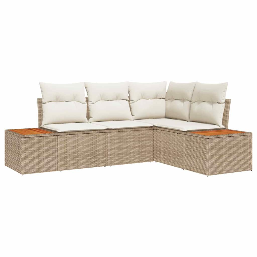 Ensemble de canapé de jardin 5 pcs Beige Poly rotin