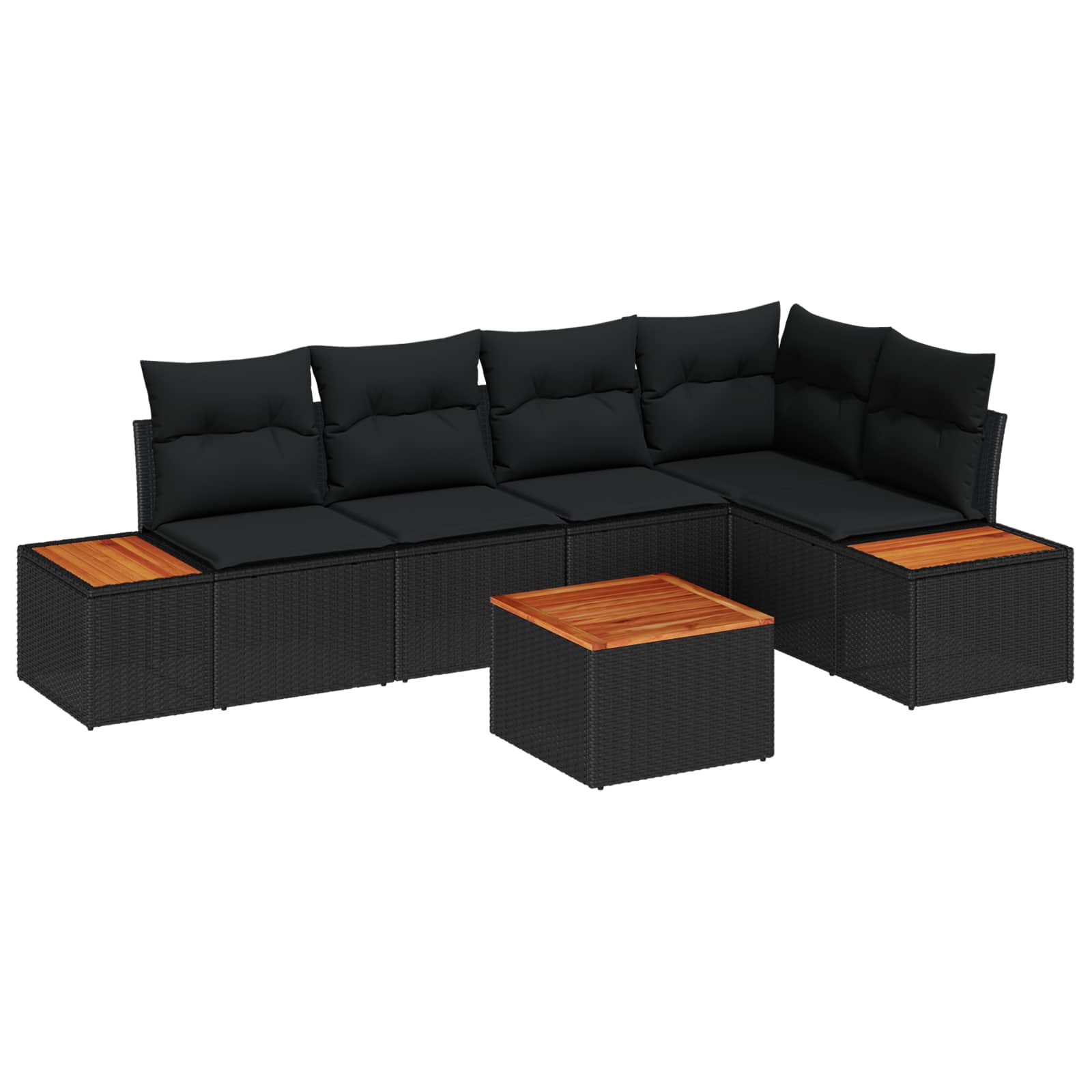 Ensemble de canapé de jardin 6 pc Noir Poly rotin