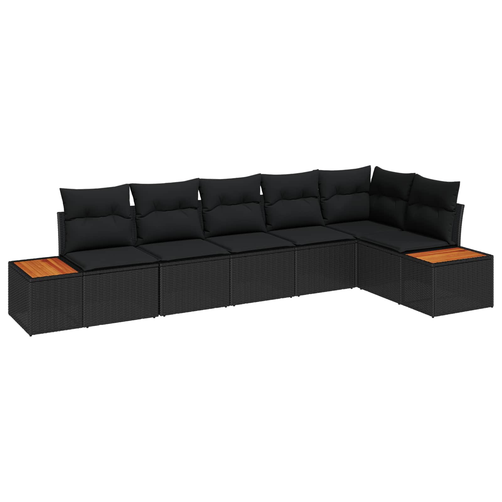 Ensemble de canapé de jardin avec coussin 6 pcs Noir Poly rotin