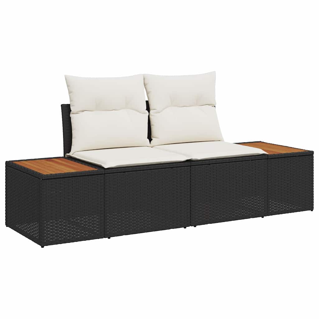 Ensemble de canapé de jardin avec coussin 7 pcs Noir Poly rotin