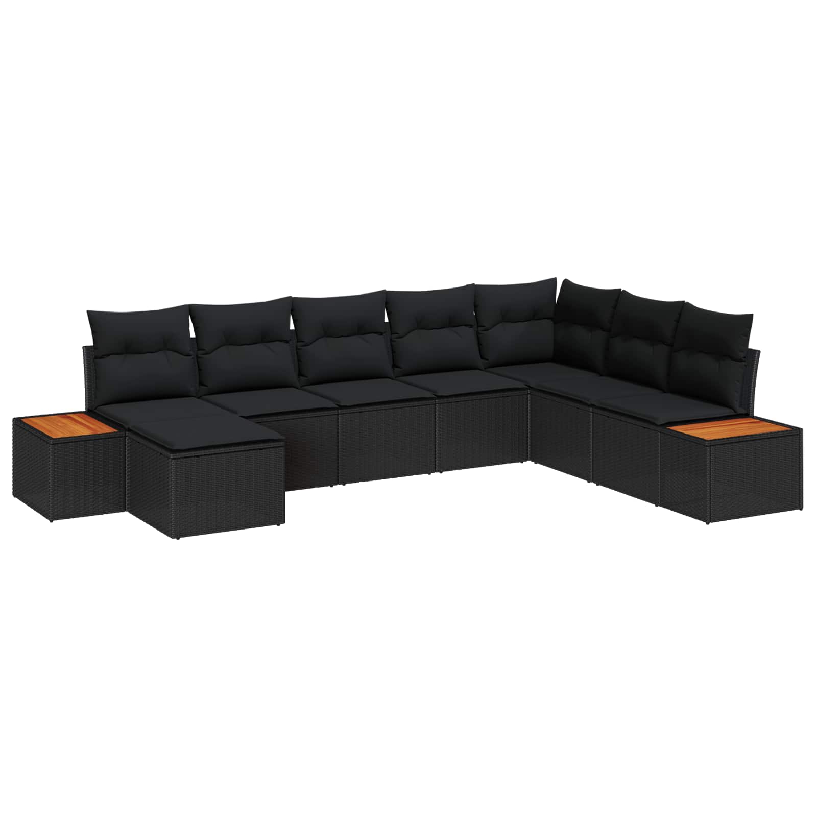 Ensemble de canapé de jardin avec coussin 8 pcs Noir Poly rotin - XIOS