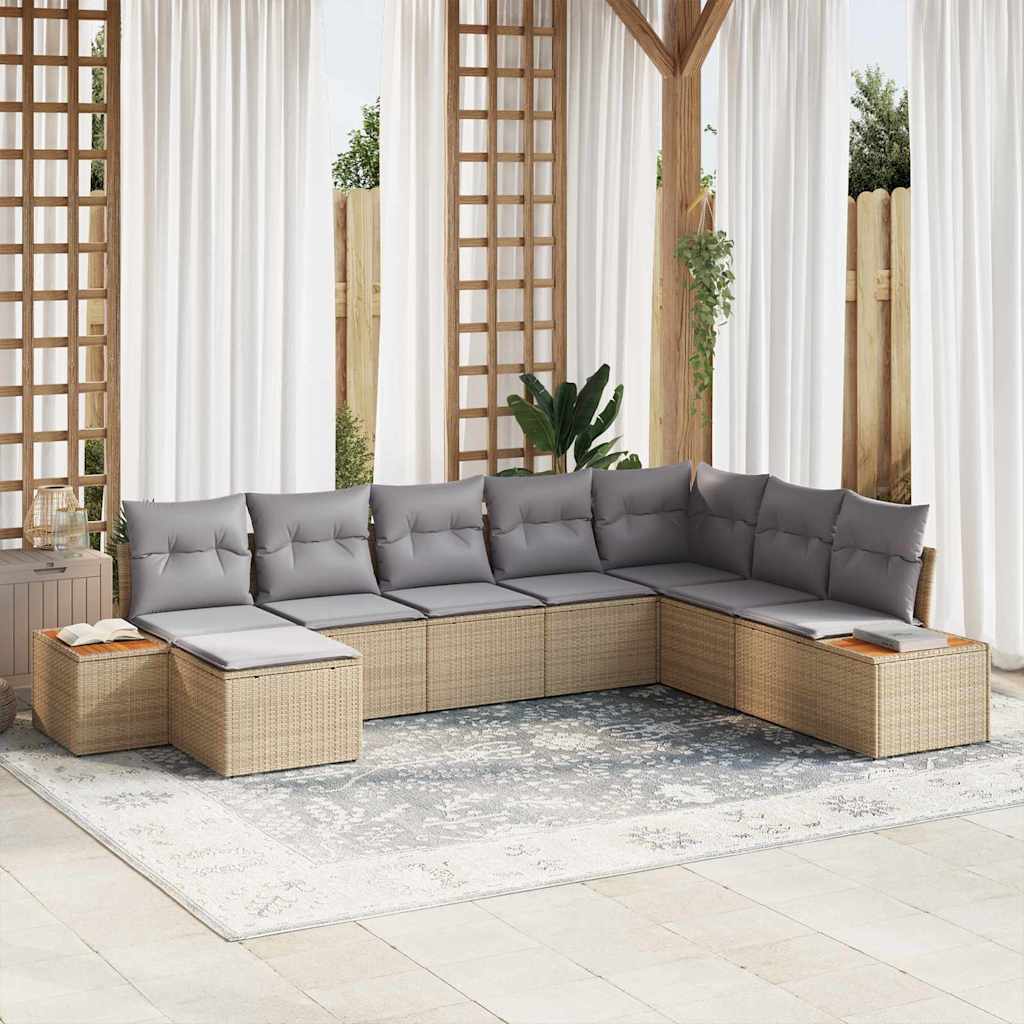 Ensemble de canapé de jardin 8 pc Beige Poly rotin