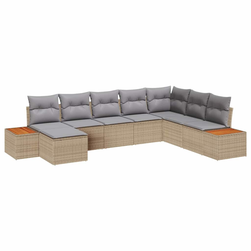 Ensemble de canapé de jardin 8 pc Beige Poly rotin