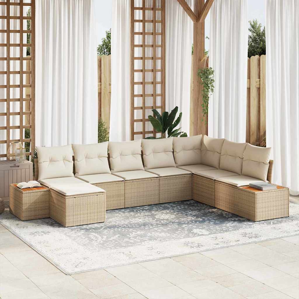 Ensemble de canapé de jardin 8 pcs Beige Poly rotin - XIOS