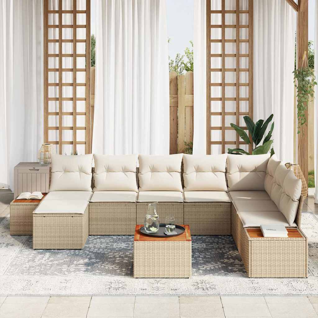 Ensemble de canapé de jardin 9 pcs Beige Poly rotin - XIOS