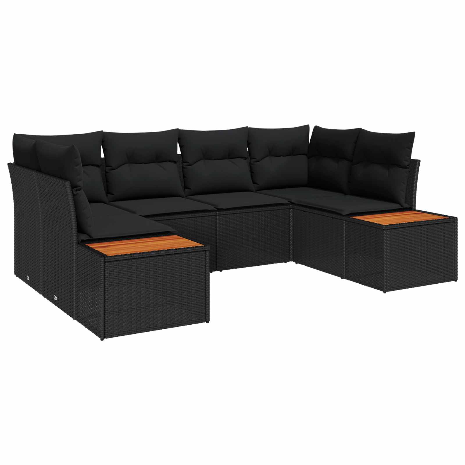 Ensemble de canapé de jardin 6 pc Noir polyrotin