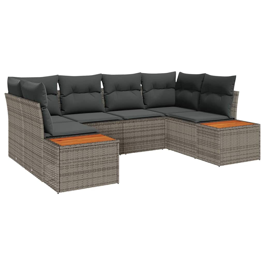 Ensemble de canapé de jardin 6 pc Gris polyrotin