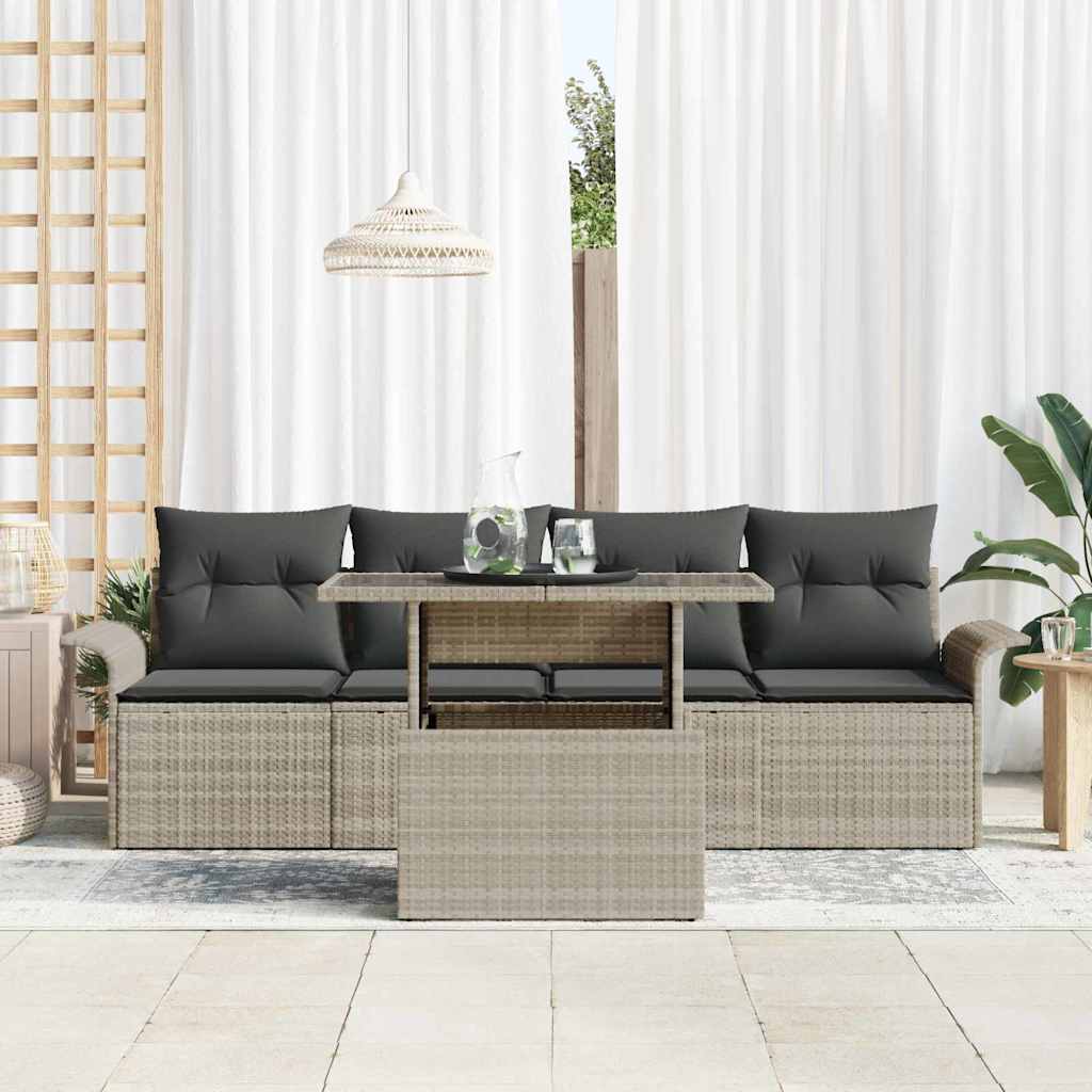Ensemble de canapé de jardin 5 pcs Gris clair polyrotin