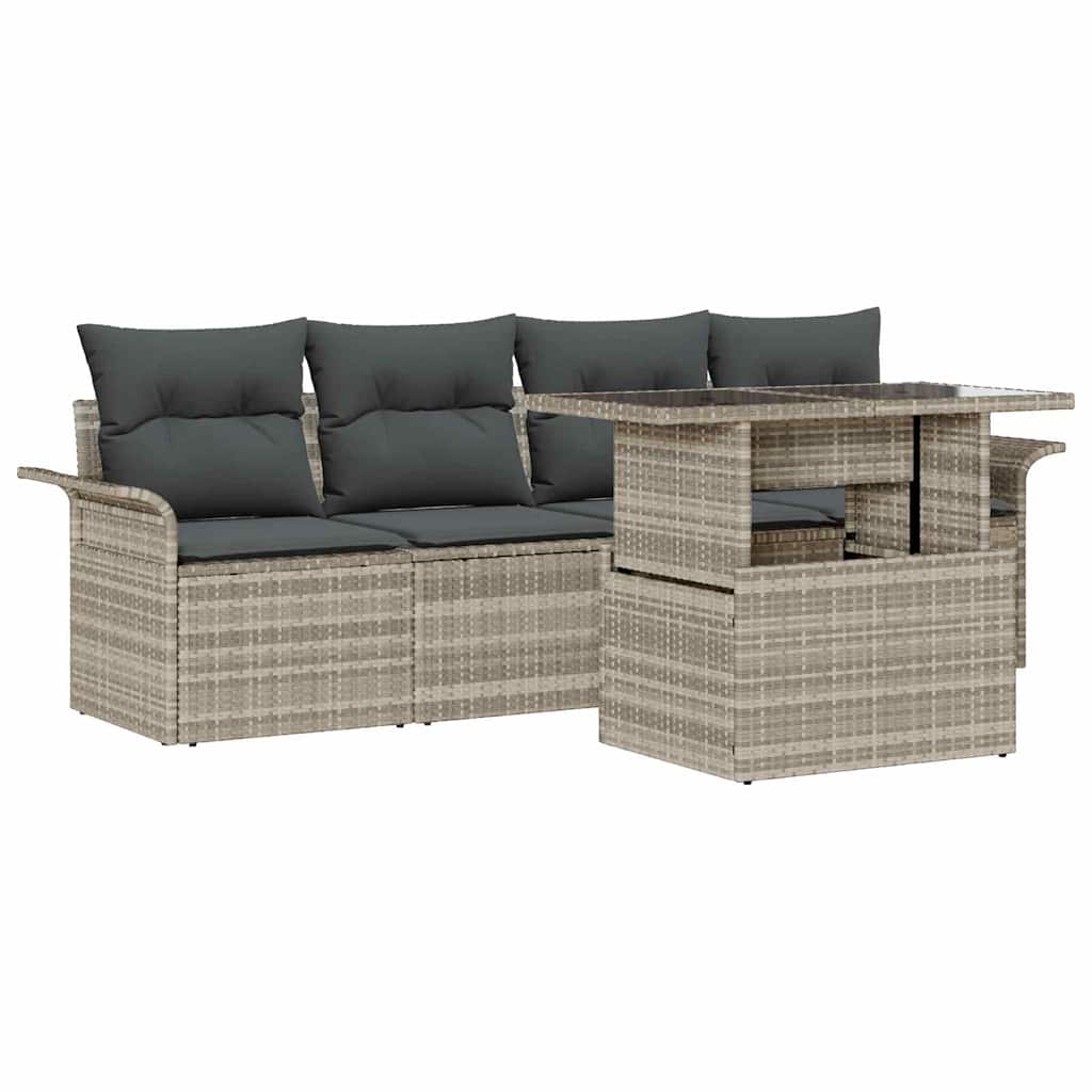 Ensemble de canapé de jardin 5 pcs Gris clair polyrotin
