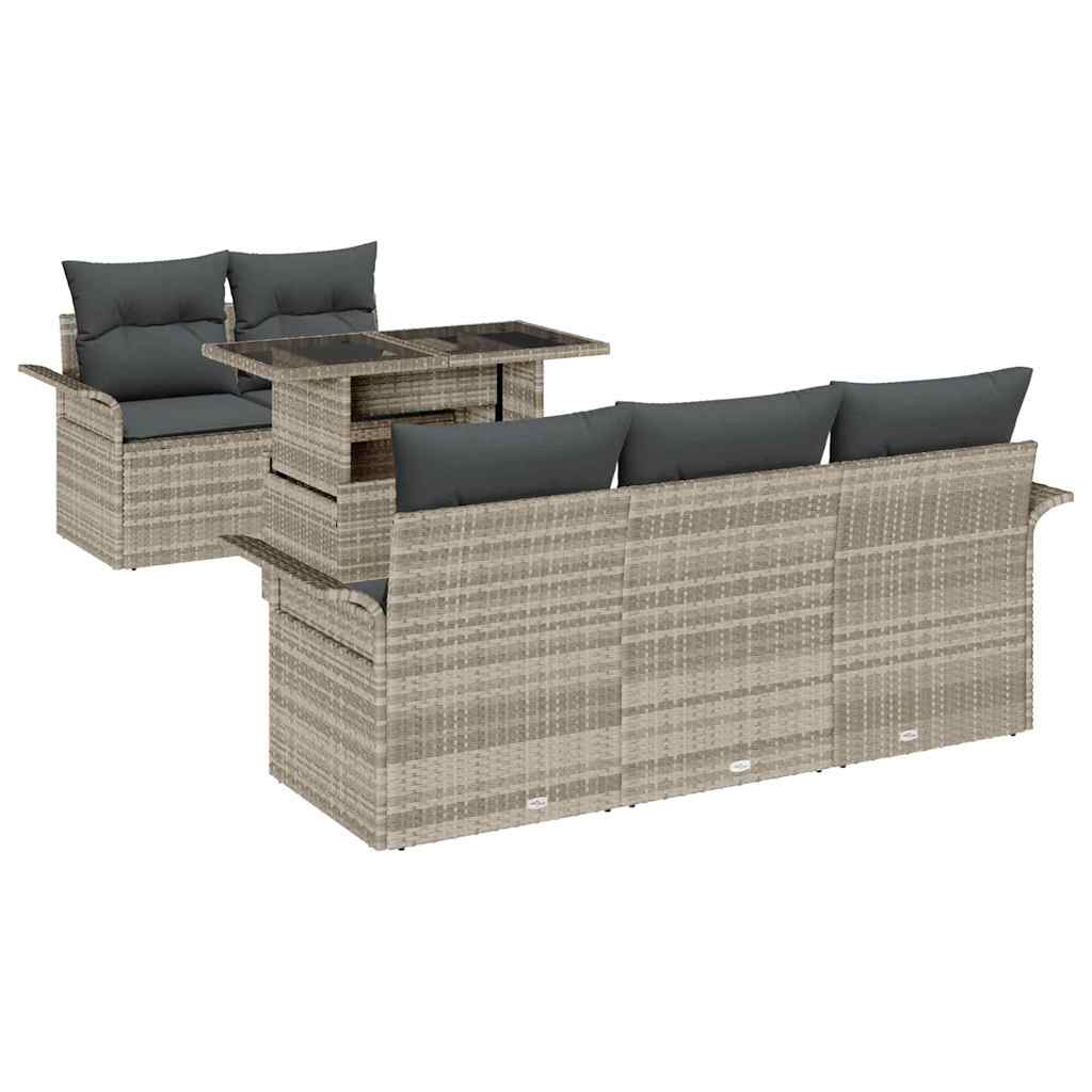Ensemble de canapé de jardin 6 pcs Gris clair polyrotin
