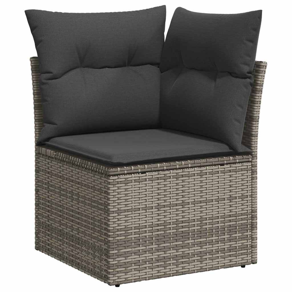 Ensemble de canapé de jardin avec coussin 9 pcs Gris polyrotin - XIOS