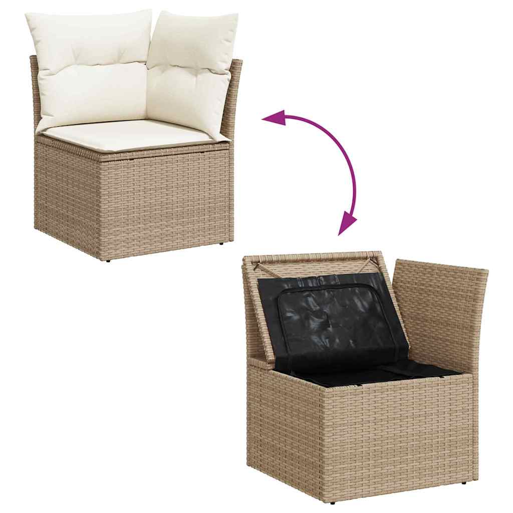 Ensemble de canapé de jardin 9 pcs Beige Poly rotin