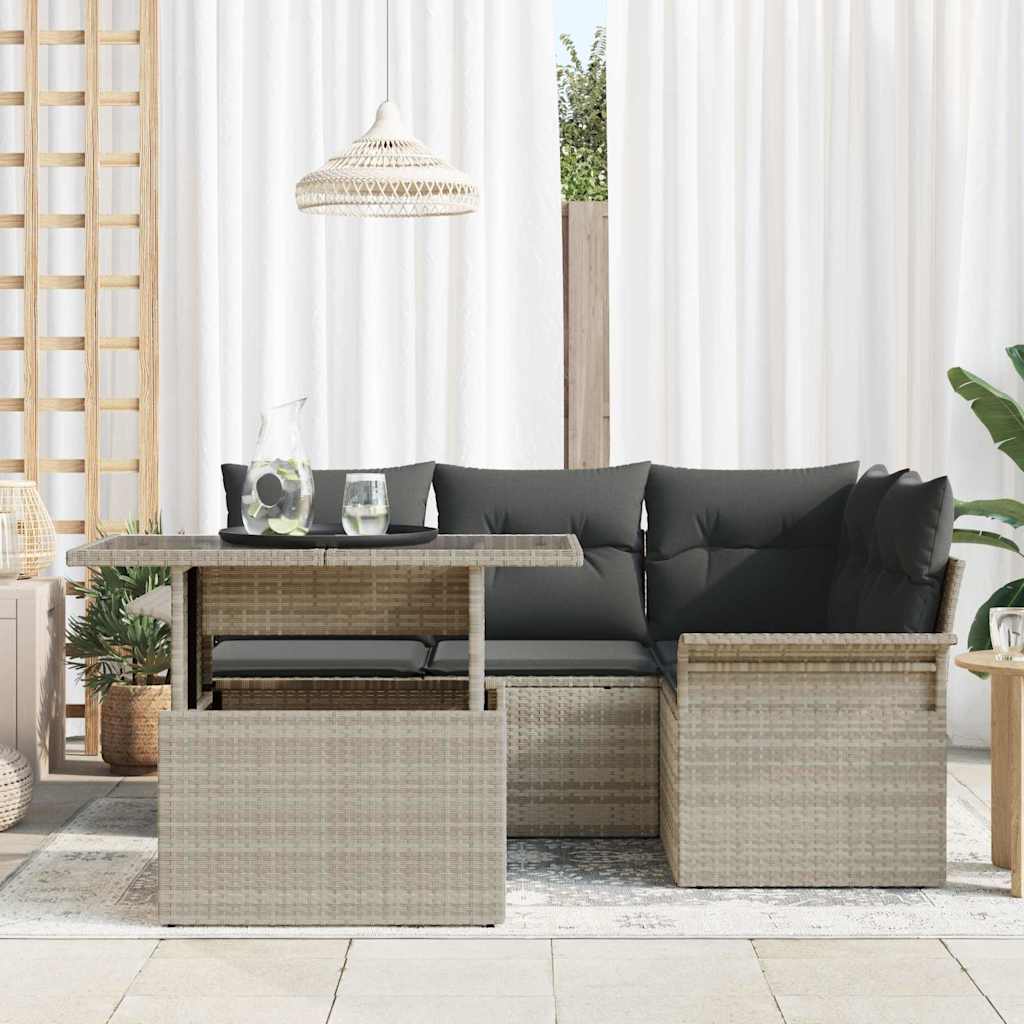 Ensemble de canapé de jardin 5 pcs Gris clair Poly rotin