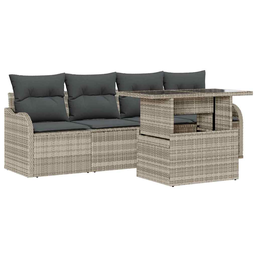 Ensemble de canapé de jardin 5 pcs Gris clair Poly rotin