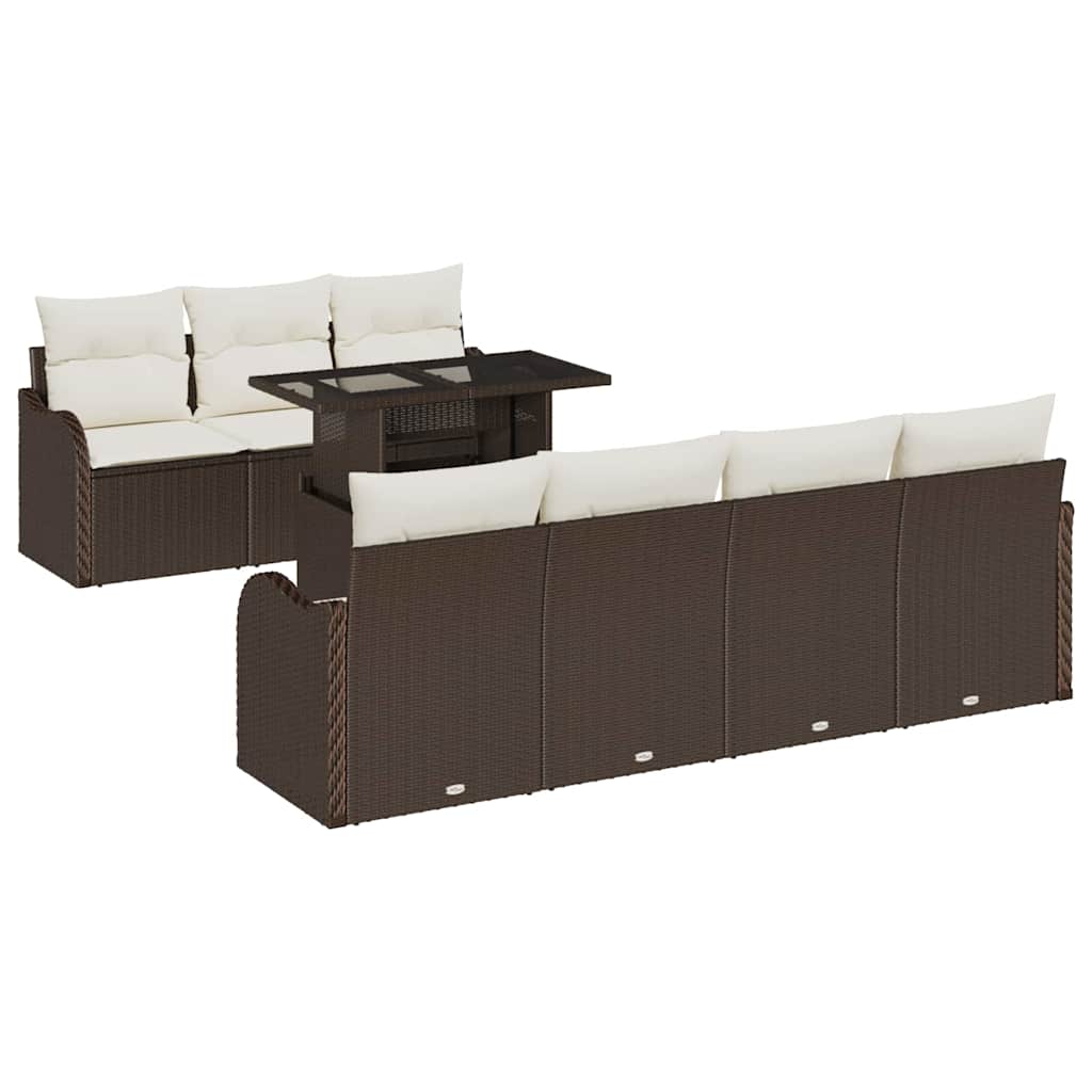 Ensemble de canapé de jardin 8 pcs Marron Poly rotin