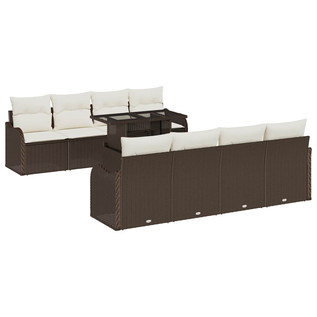 Ensemble de canapé de jardin 7 pcs Marron polyrotin