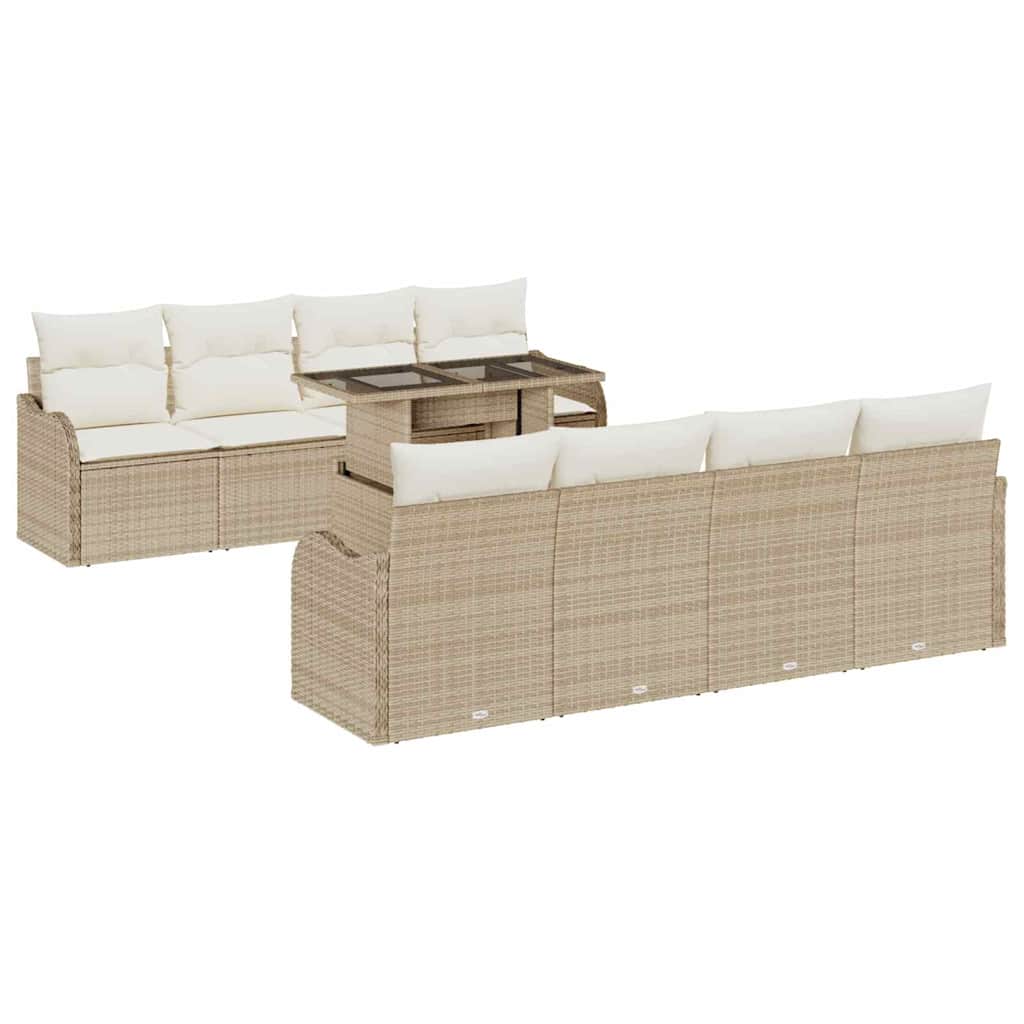 Ensemble de canapé de jardin avec coussin 7 pcs Beige polyrotin