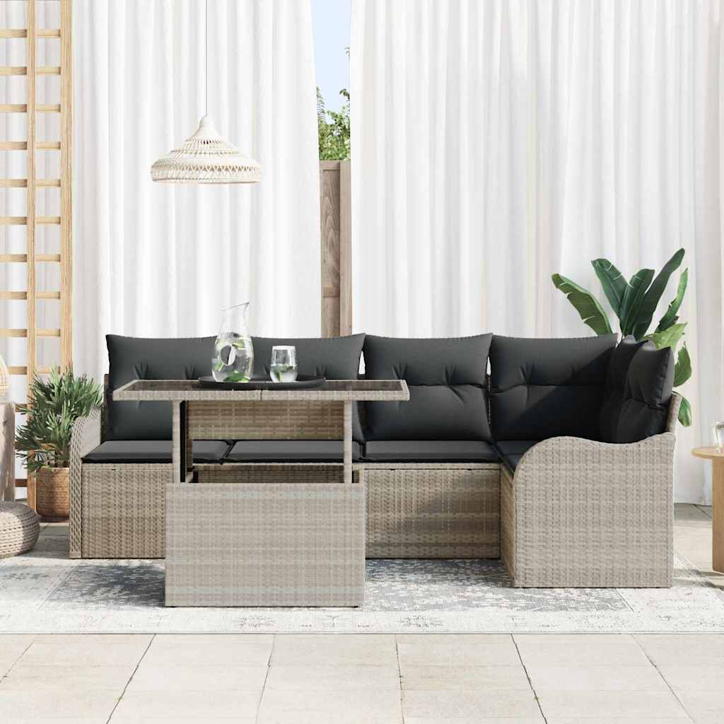 Ensemble de salle à manger 6 pcs Gris clair Poly rotin