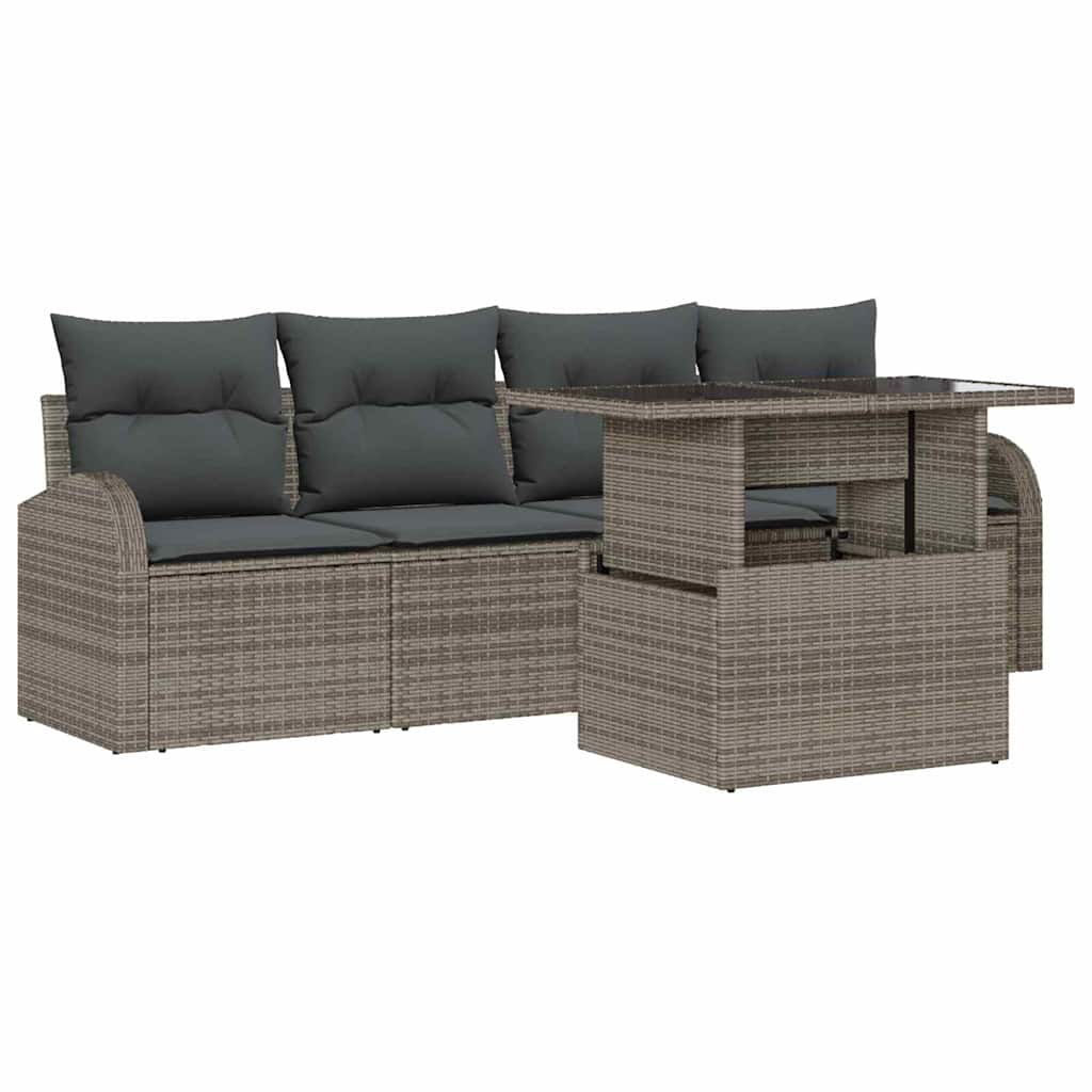 Ensemble de canapé de jardin 5 pc Gris Poly rotin