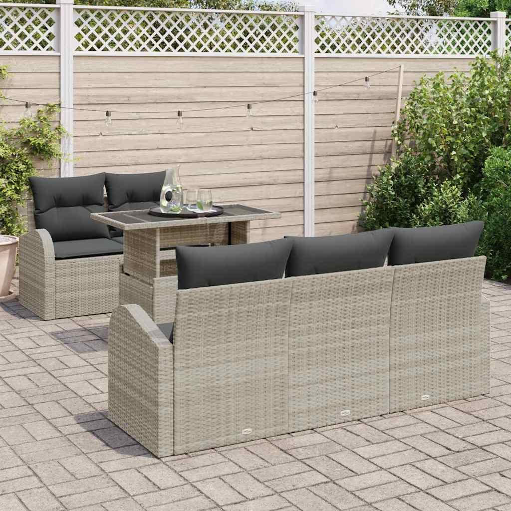 Ensemble de canapé de jardin 6 pcs Gris clair polyrotin