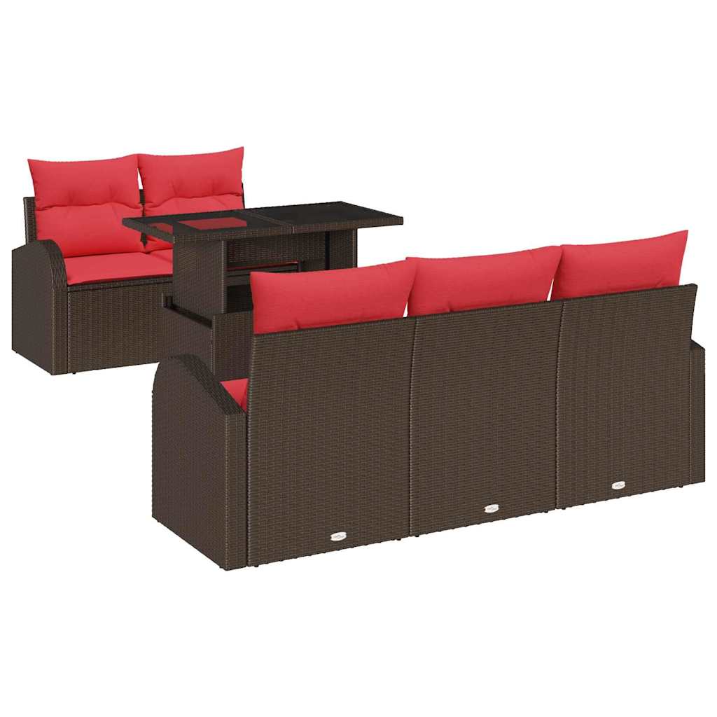 Ensemble de canapé de jardin 6 pcs Marron polyrotin