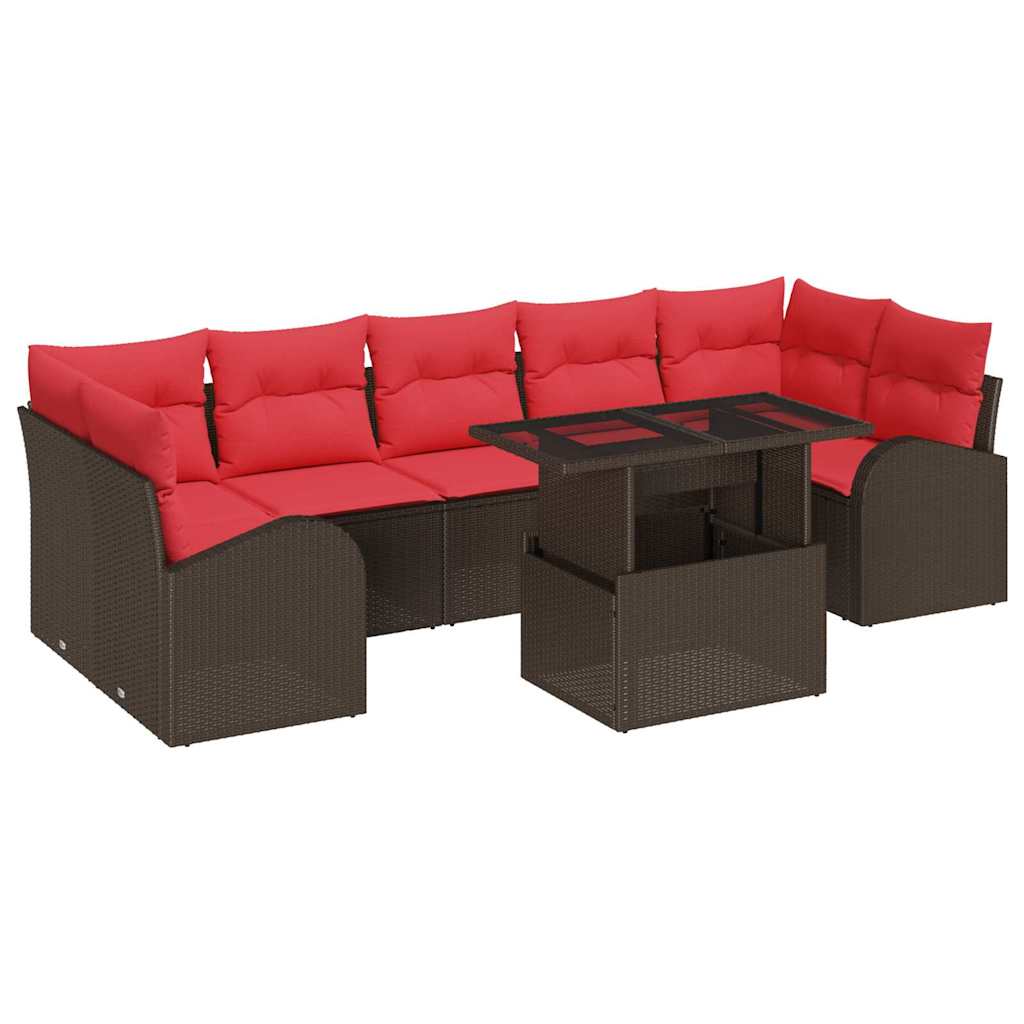Ensemble de canapé de jardin 8 pcs Marron polyrotin