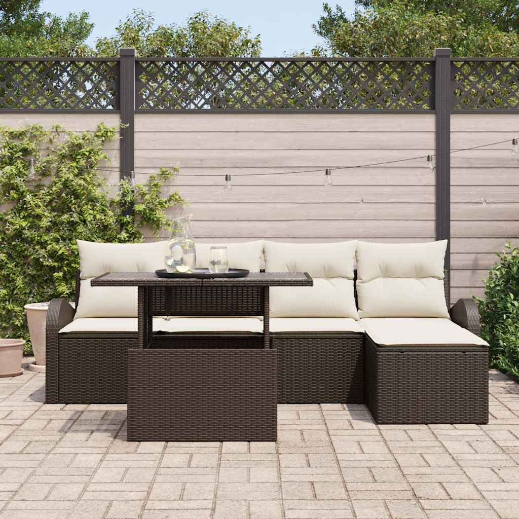 Ensemble de canapé de jardin 6 pcs Marron polyrotin - XIOS