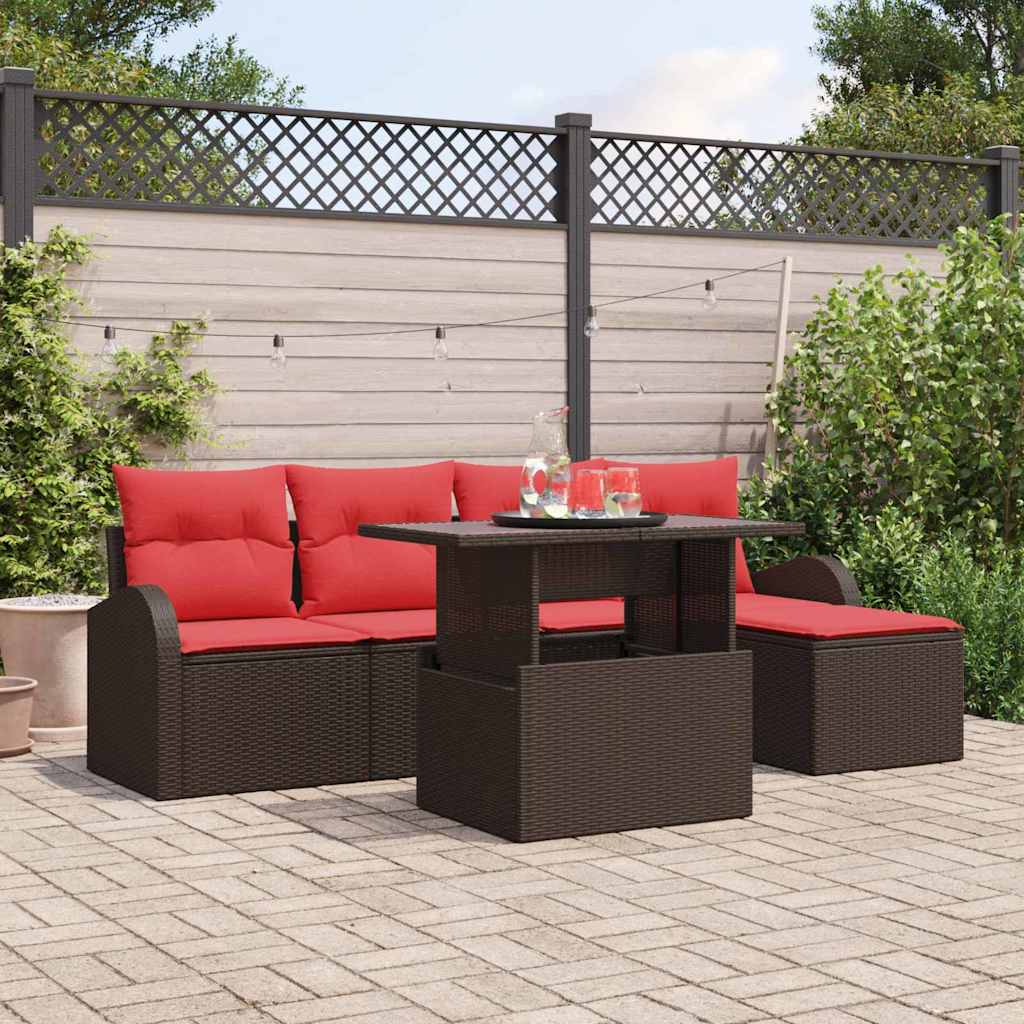 Ensemble de canapé de jardin 6 pcs Marron polyrotin - XIOS