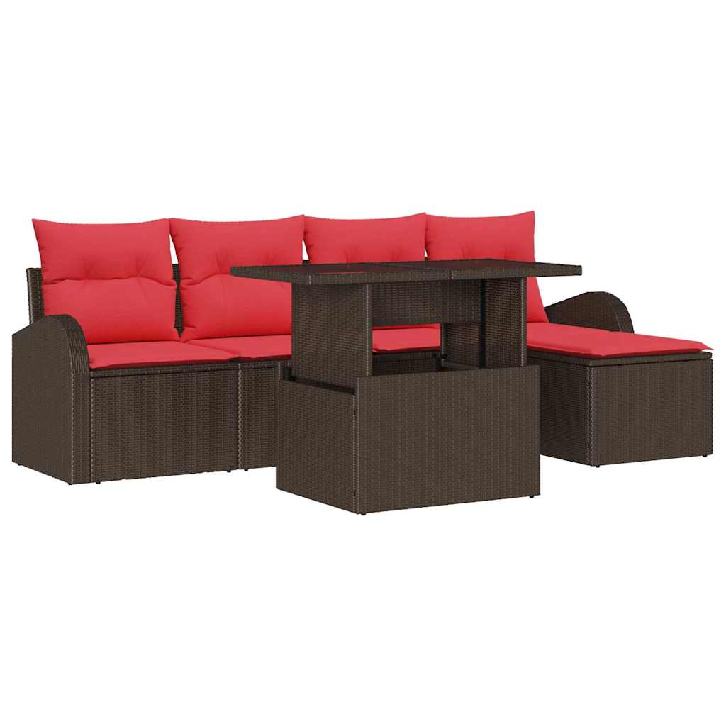 Ensemble de canapé de jardin 6 pcs Marron polyrotin - XIOS