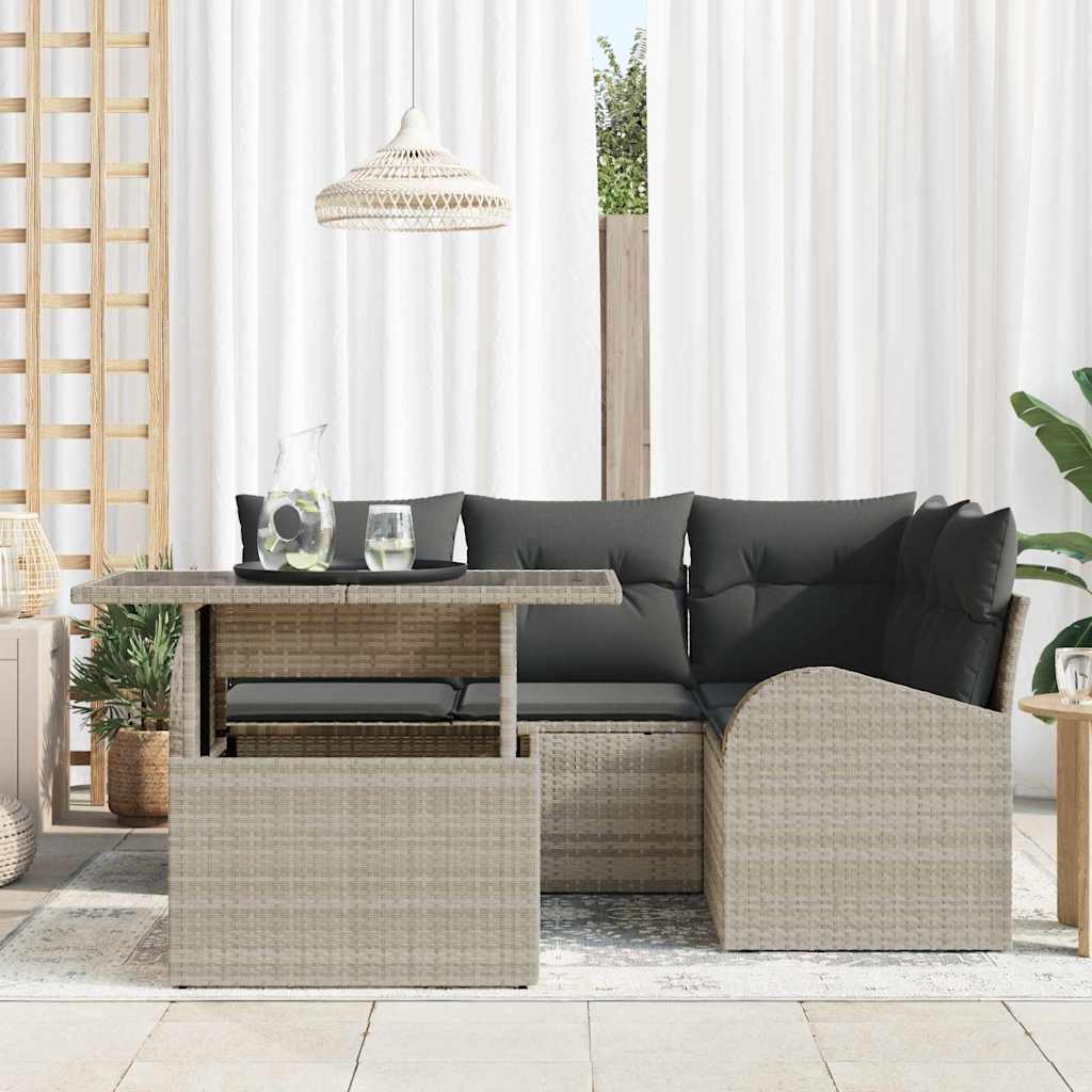 Ensemble de canapé de jardin 5 pcs Gris clair Poly rotin