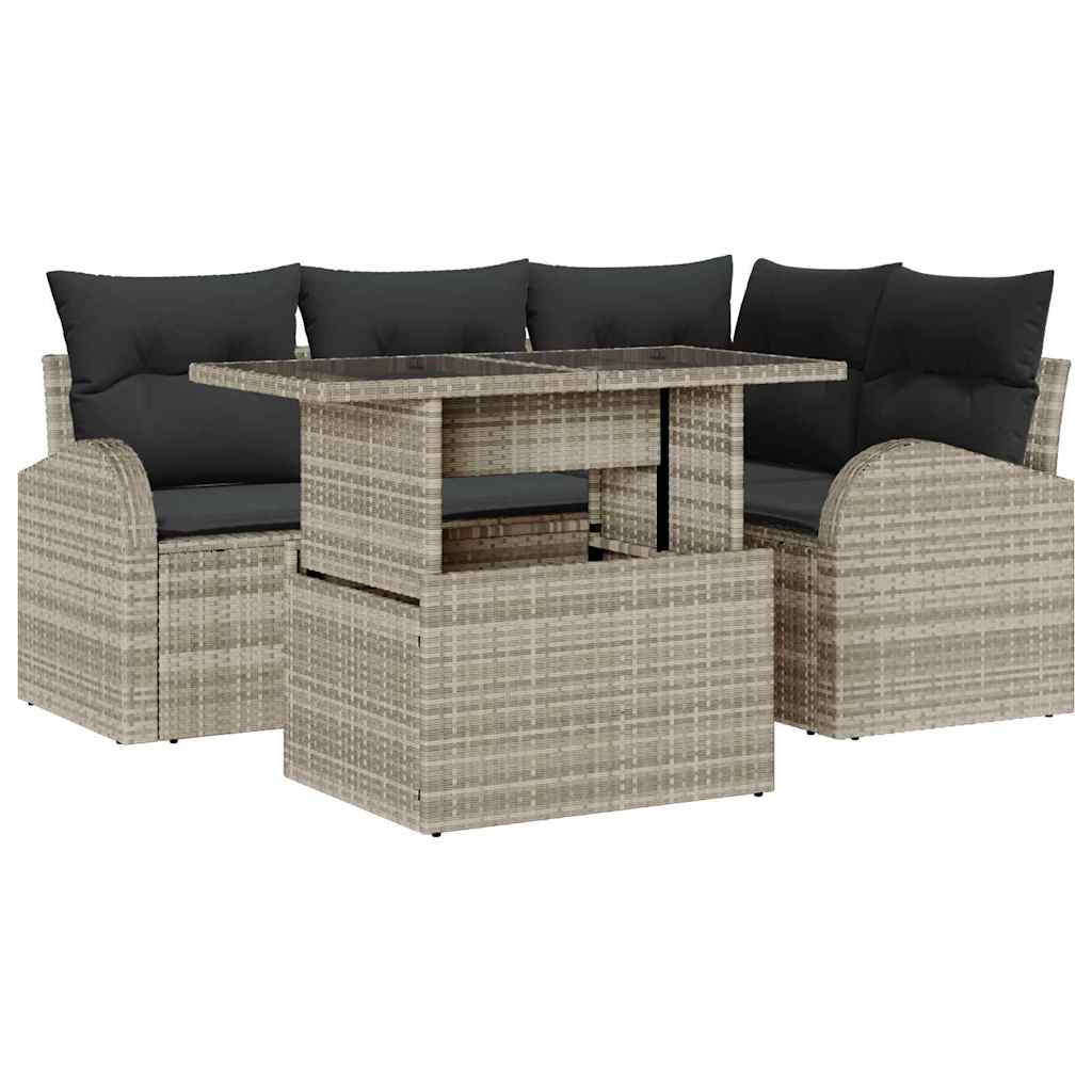 Ensemble de canapé de jardin 5 pcs Gris clair Poly rotin