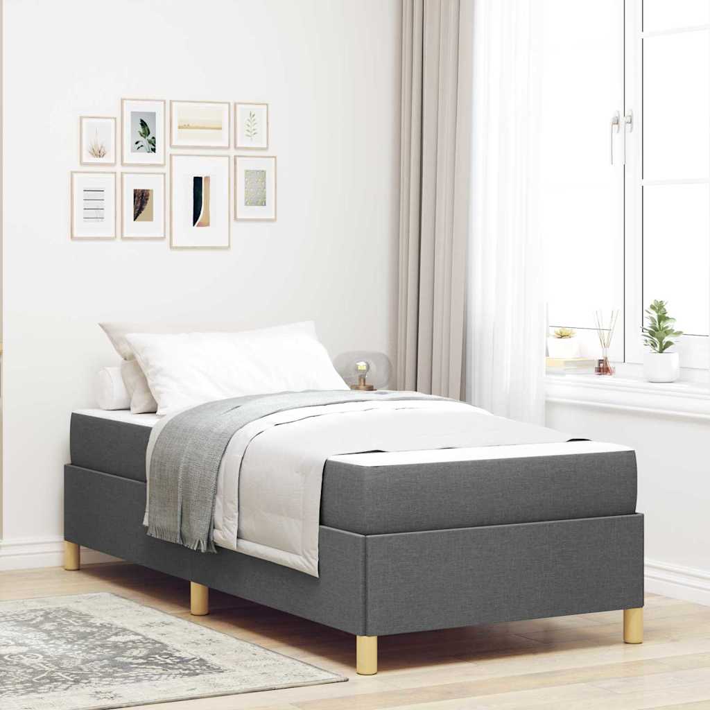 Cadre de lit avec matelas Gris foncé 100 x 200 cm tissu - XIOS