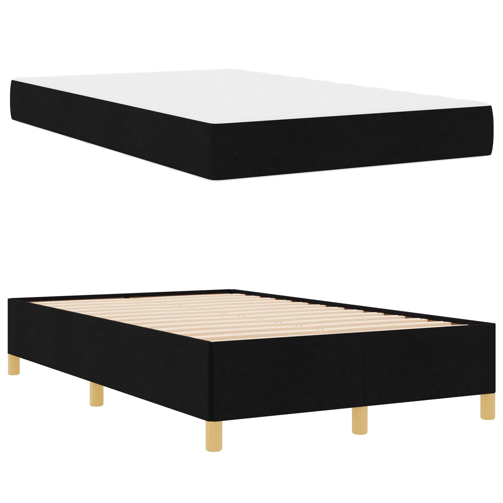 Cadre de lit avec matelas Noir 120 x 200 cm tissu - XIOS