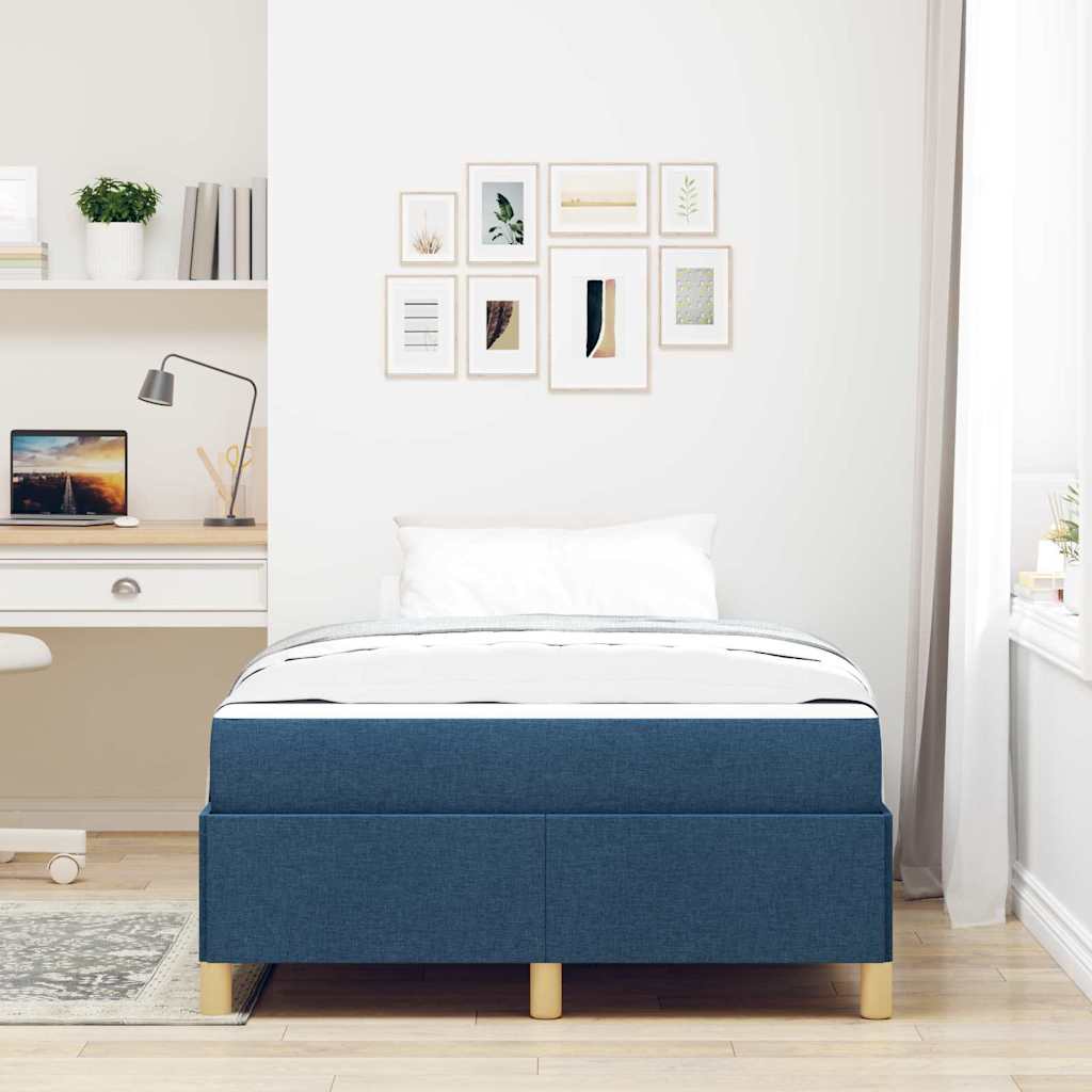 Lit à ressorts avec matelas Bleu et Blanc 120 x 200 cm tissu - XIOS