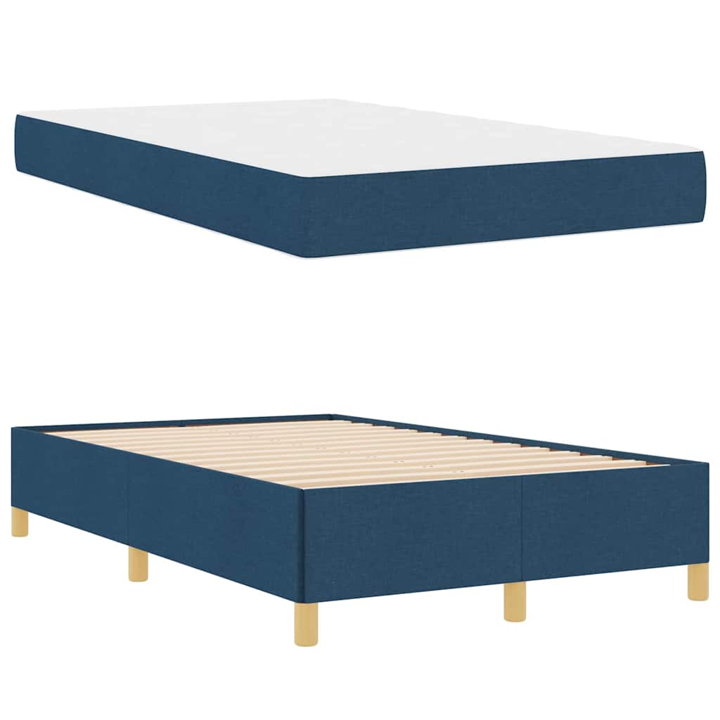 Lit à ressorts avec matelas Bleu et Blanc 120 x 200 cm tissu - XIOS