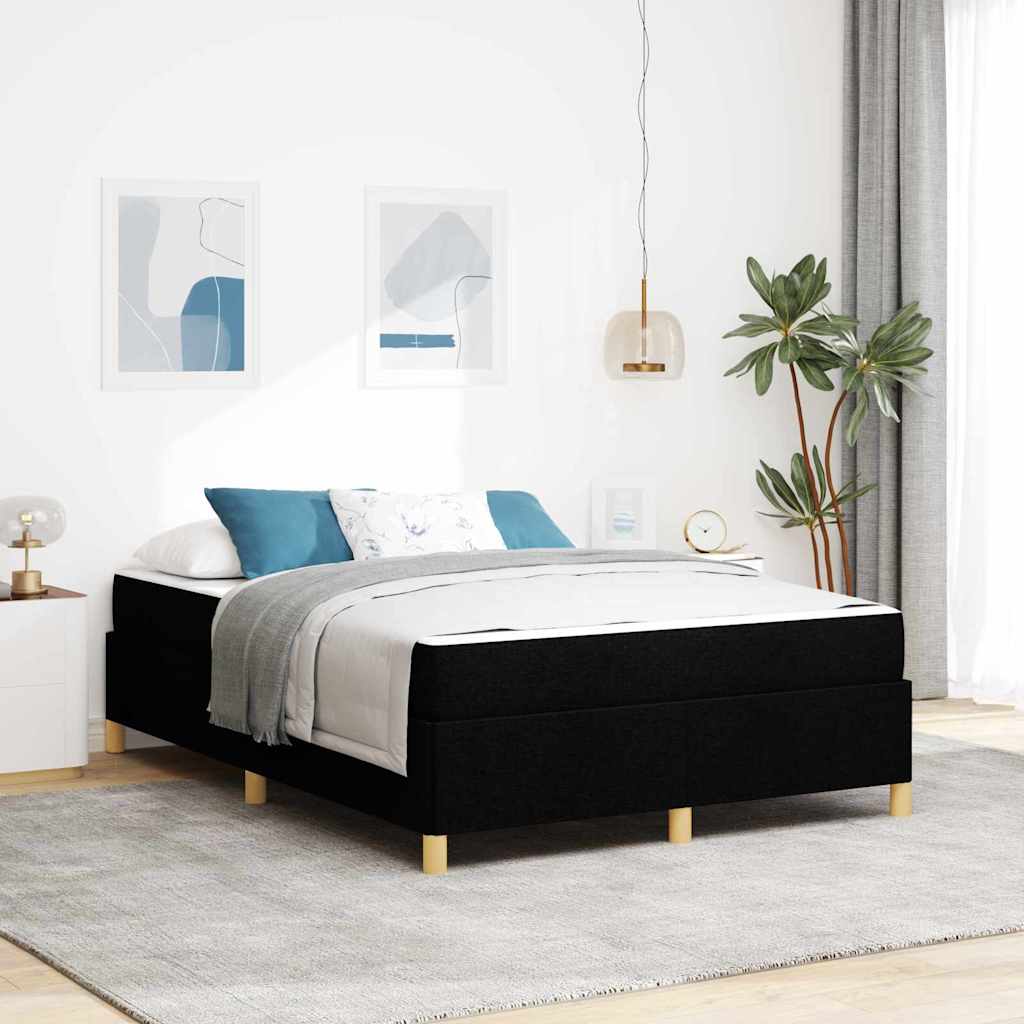 Lit à ressorts avec matelas Blanc et Noir 140 x 190 cm tissu - XIOS