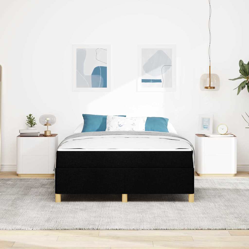 Lit à ressorts avec matelas Blanc et Noir 140 x 190 cm tissu - XIOS