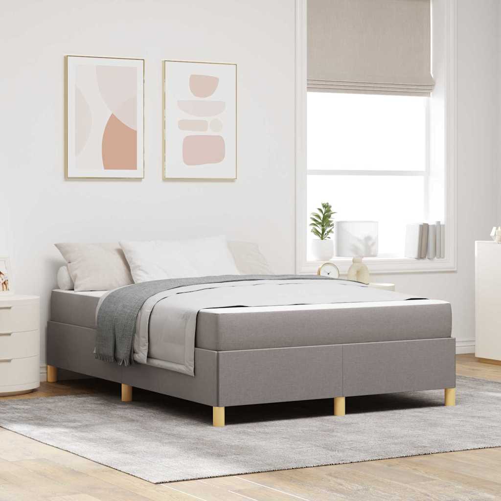 Lit à ressorts avec matelas Taupe et blanc 140 x 190 cm tissu - XIOS