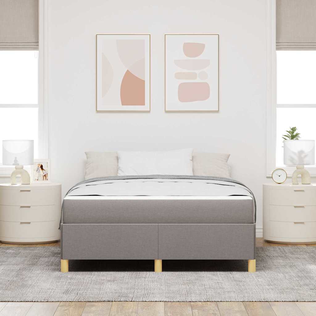 Lit à ressorts avec matelas Taupe et blanc 140 x 190 cm tissu - XIOS