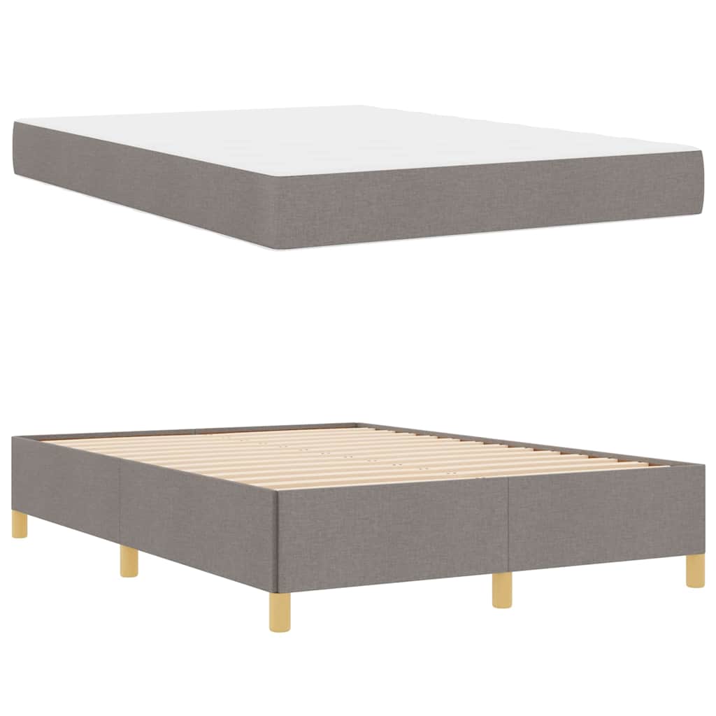 Lit à ressorts avec matelas Taupe et blanc 140 x 190 cm tissu - XIOS