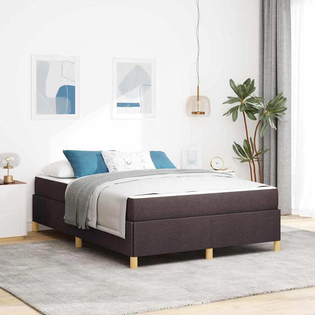 Lit à ressorts Marron foncé et Blanc 160 x 200 cm tissu - XIOS