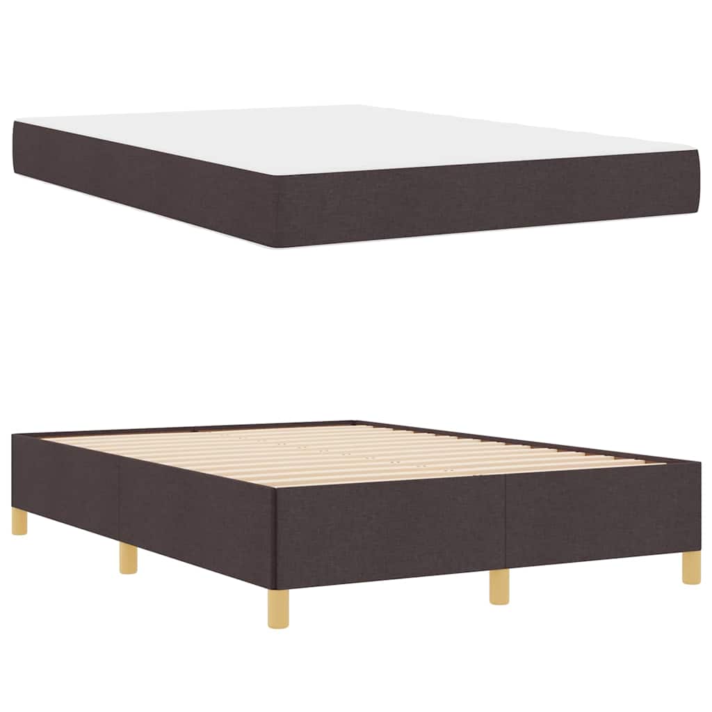 Lit à ressorts Marron foncé et Blanc 160 x 200 cm tissu - XIOS