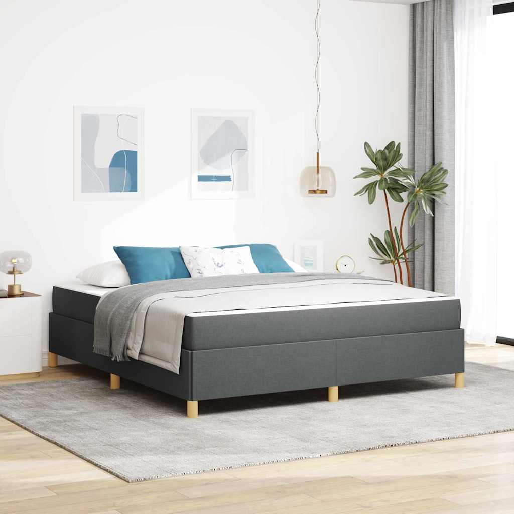 Cadre de lit avec matelas Gris foncé 180 x 200 cm tissu - XIOS