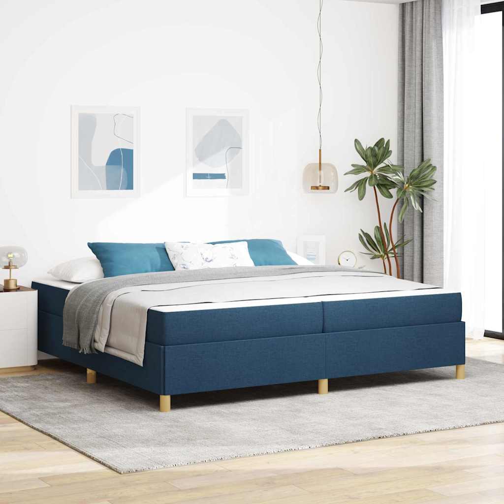 Cadre de lit avec matelas Bleu 200 x 200 cm tissu - XIOS
