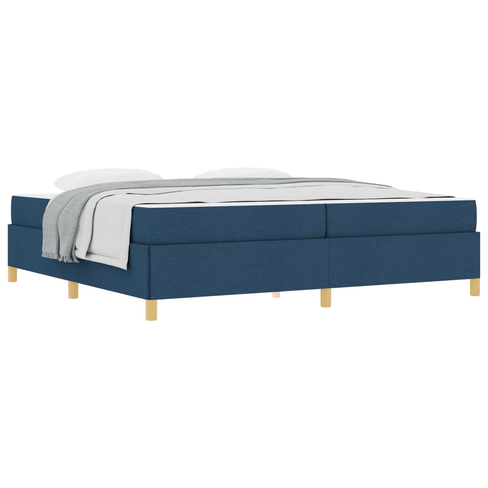 Cadre de lit avec matelas Bleu 200 x 200 cm tissu - XIOS