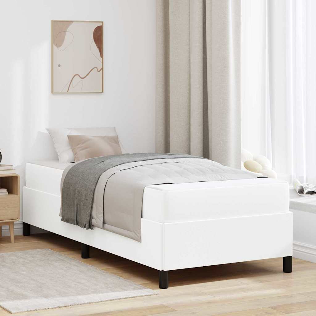 Cadre de lit avec matelas Blanc 90 x 190 cm tissu - XIOS
