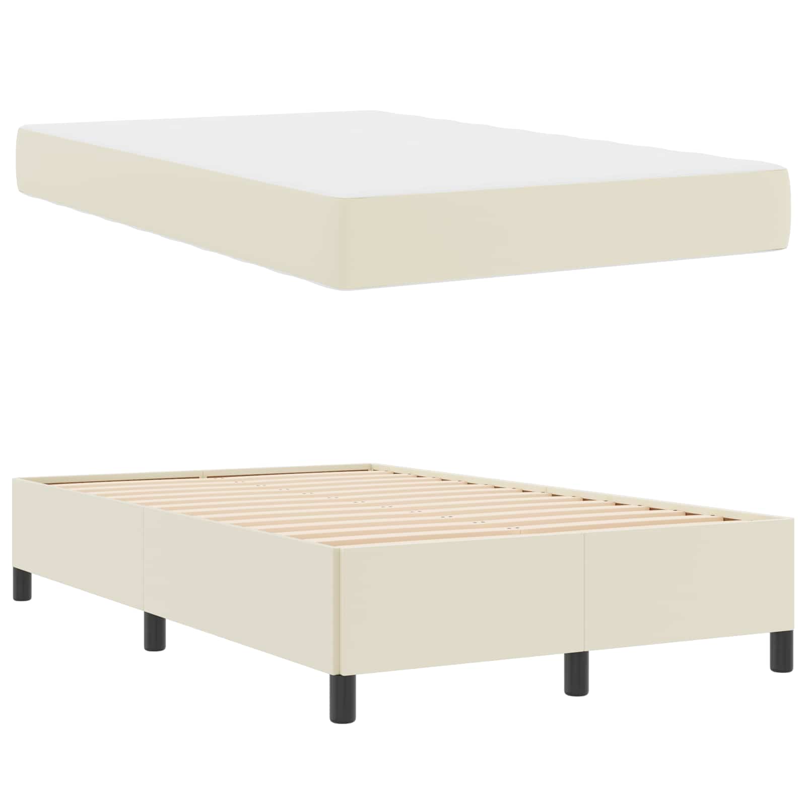 Cadre de lit avec matelas Crème 120 x 200 cm tissu - XIOS