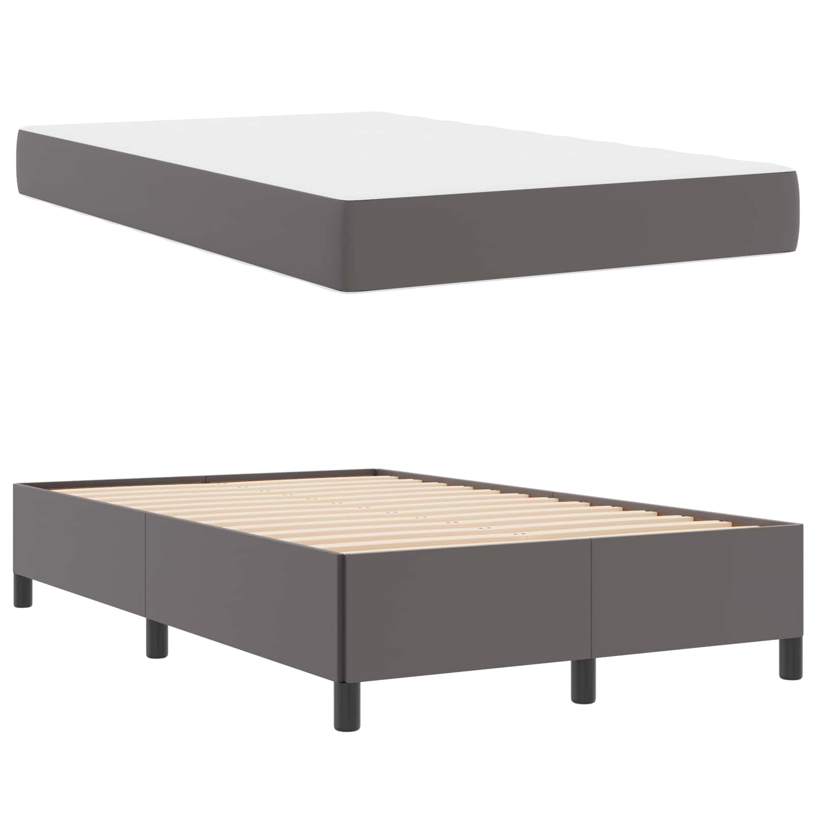 Cadre de lit avec matelas Gris 120 x 200 cm tissu - XIOS
